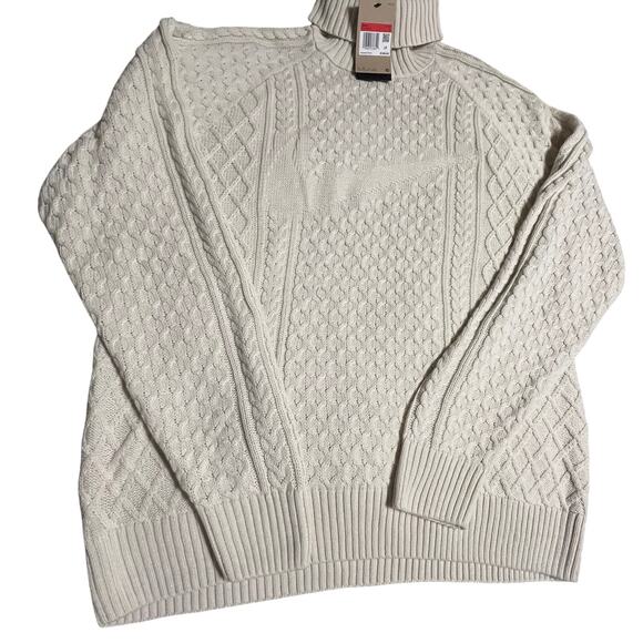 Nike Life Men's Cable Knit Turtleneck Sweater Light Bone L - Picture 3 of 9
